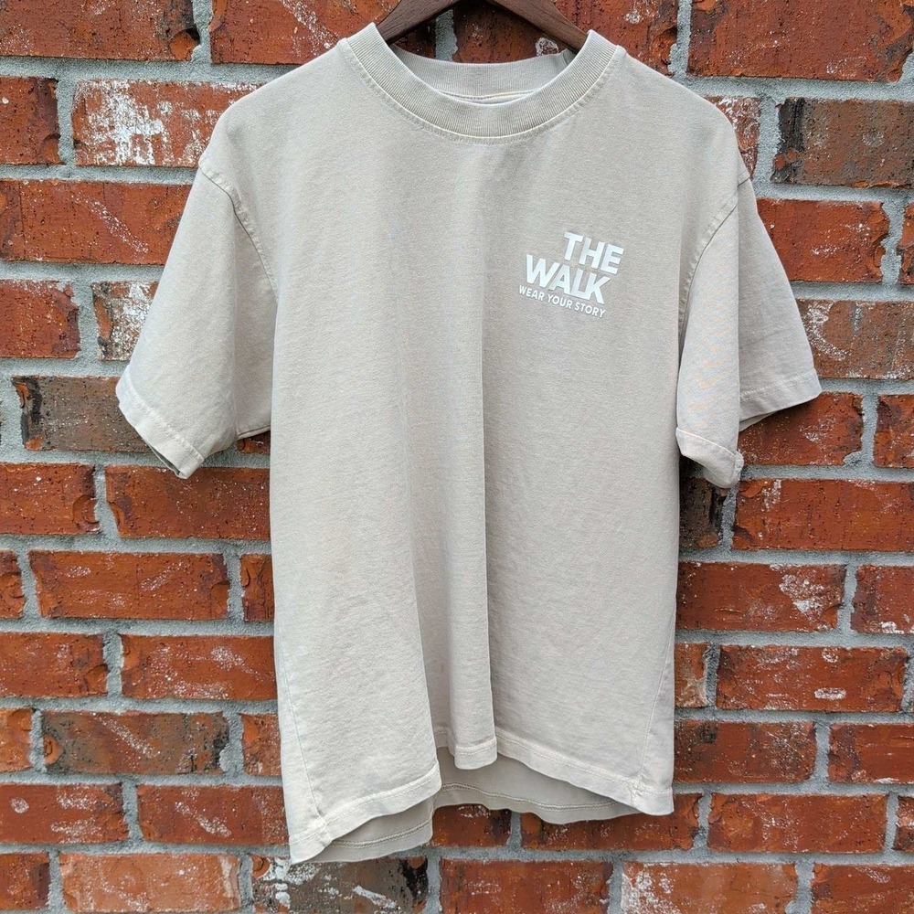 The Walk QR Code Graphic T-Shirt Mens Large Beige Christian John 1:1 Cotton